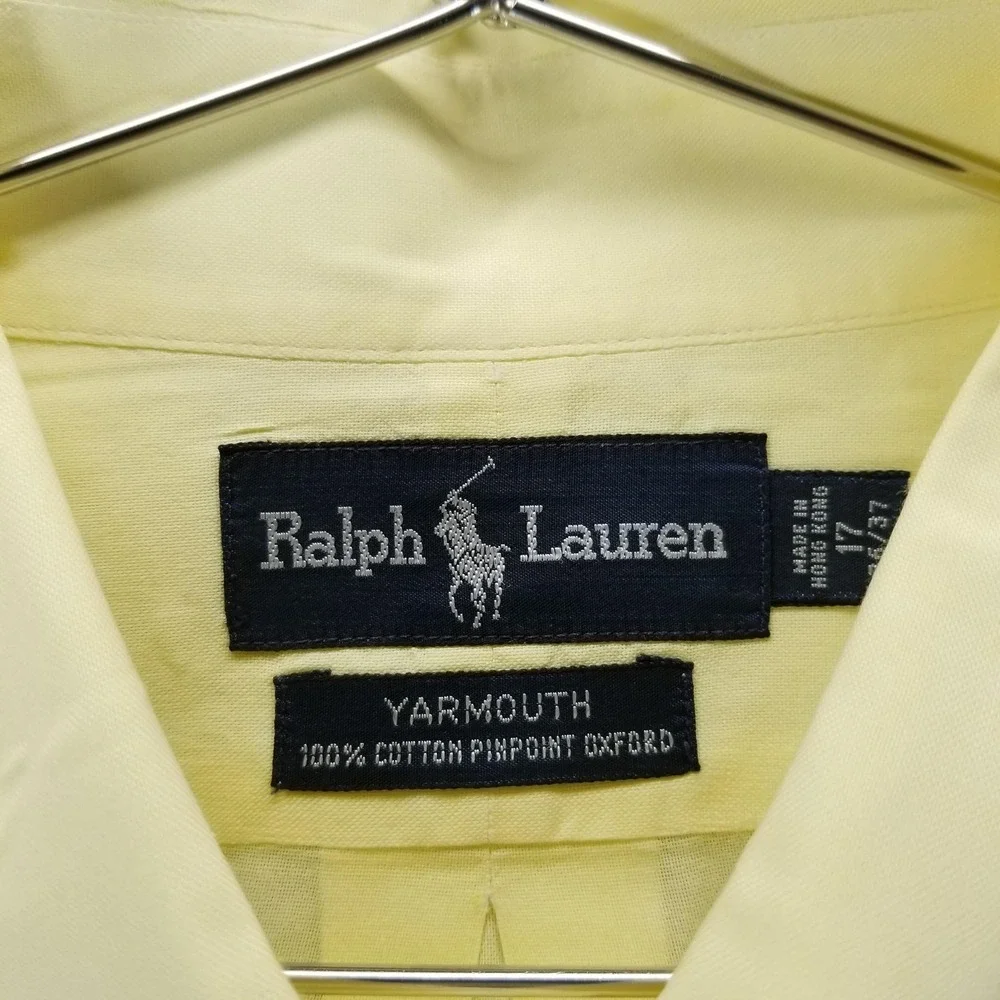 Polo Ralph Lauren Shirt Mens 17 37 Yellow Yarmouth‎ Pinpoint Oxford Button Down